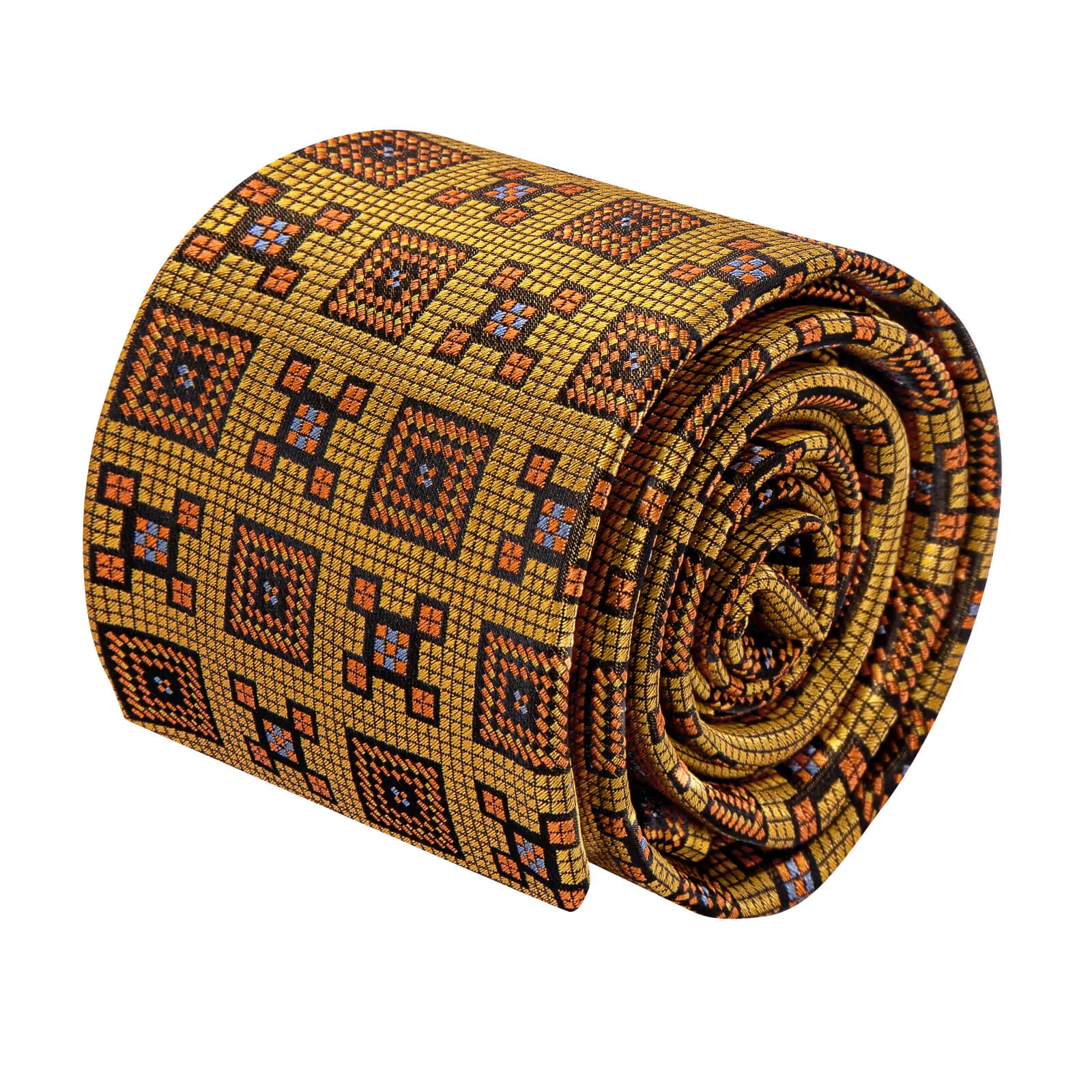 Ties2you Drab Brown Geometric Necktie Pocket Square Cufflinks Set sold by Ties2You product image thumbnail 3