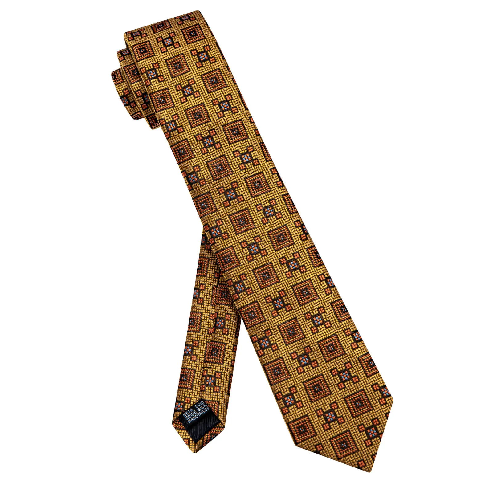 Ties2you Drab Brown Geometric Necktie Pocket Square Cufflinks Set sold by Ties2You product image thumbnail 4