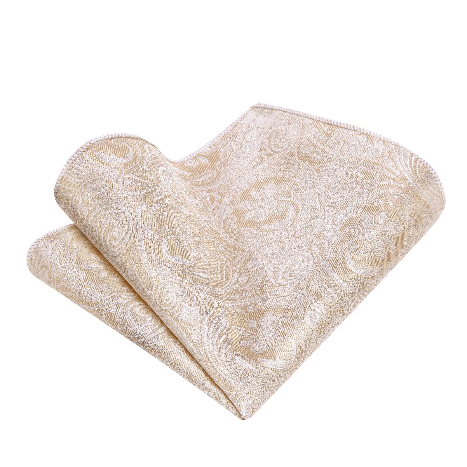 Ties2you Light Tan Paisley Necktie Pocket Square Cufflinks Set sold by Ties2You product image thumbnail 2