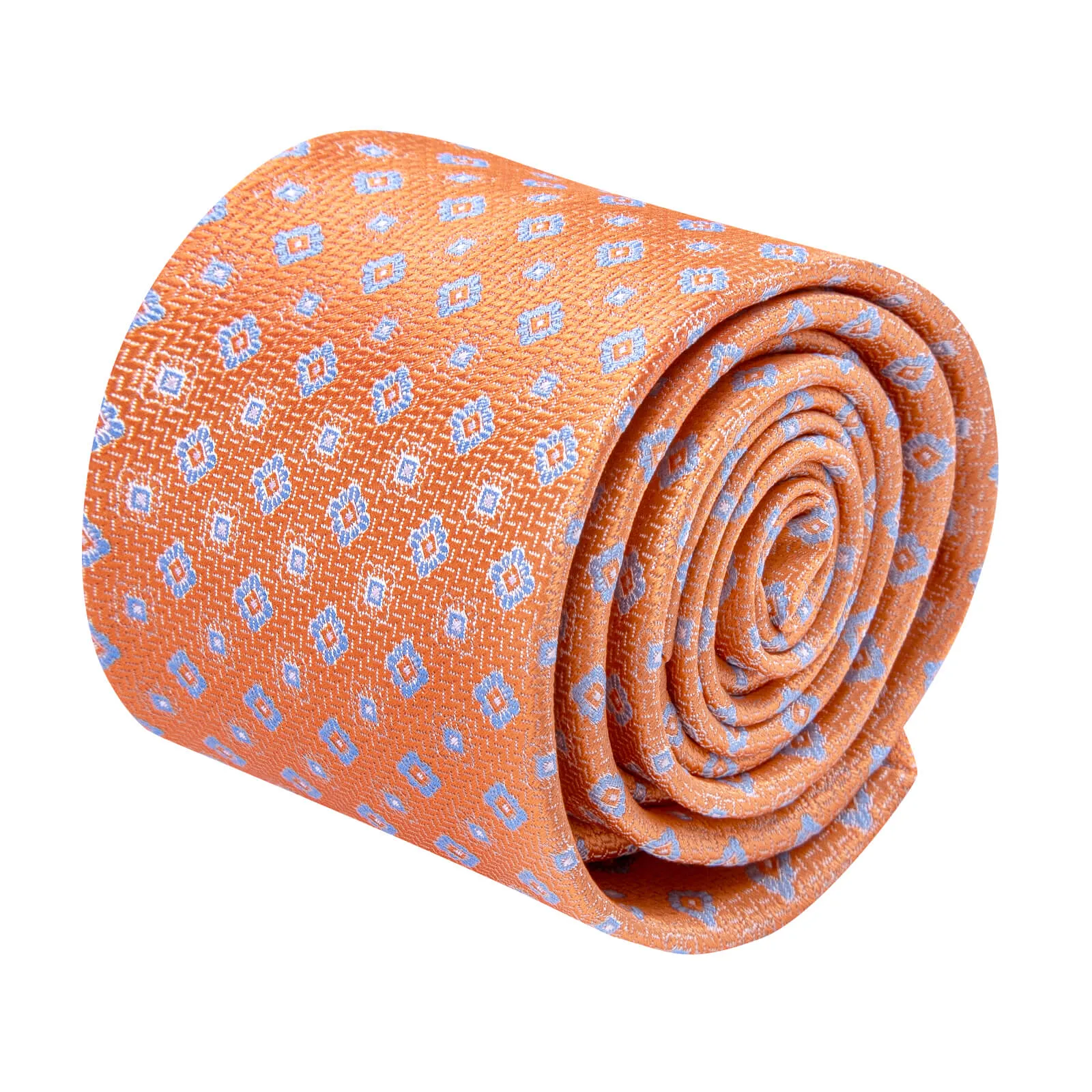 Ties2you Coral Tie Blue Floral Necktie Pocket Square Cufflinks Set sold by Ties2You product image thumbnail 3