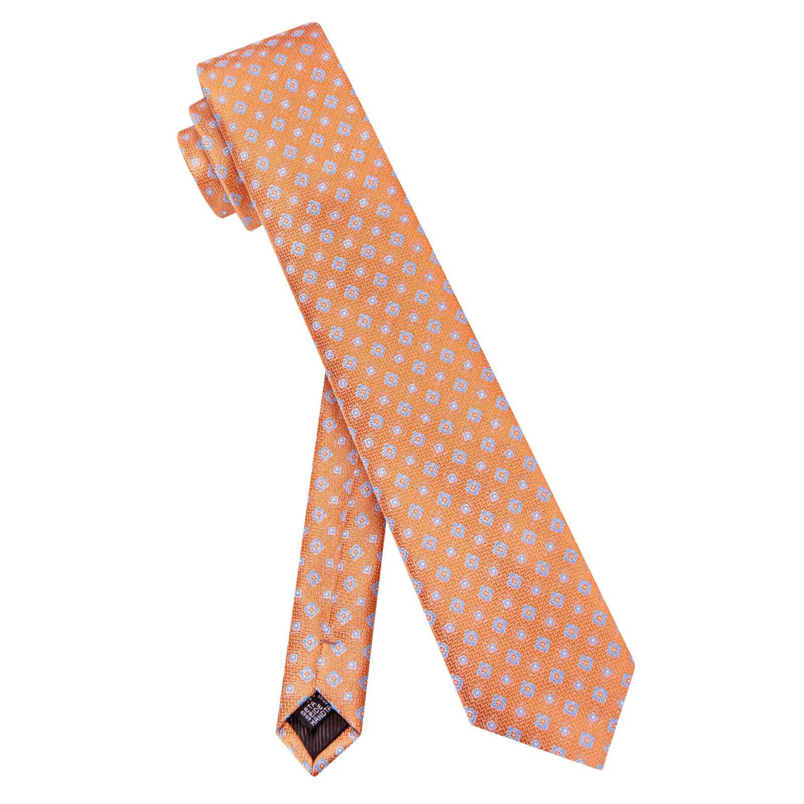 Ties2you Coral Tie Blue Floral Necktie Pocket Square Cufflinks Set sold by Ties2You product image thumbnail 4