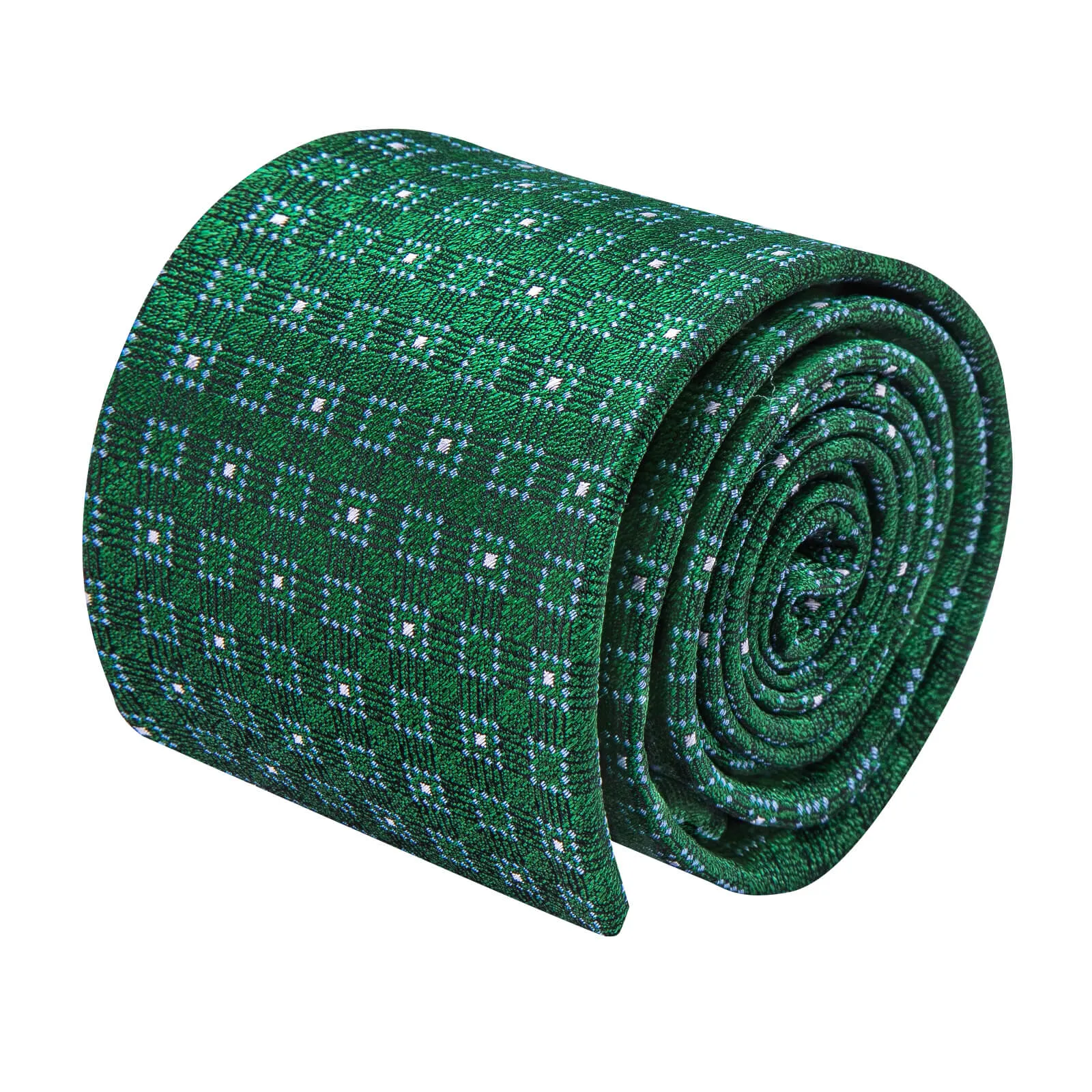 Ties2you Emerald Green Plaid Necktie Pocket Square Cufflinks Set sold by Ties2You product image thumbnail 3
