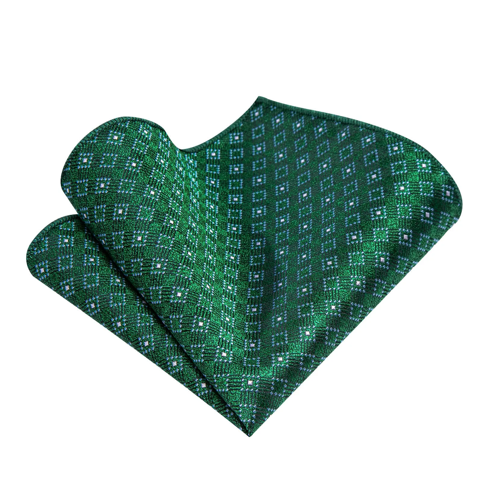 Ties2you Emerald Green Plaid Necktie Pocket Square Cufflinks Set sold by Ties2You product image thumbnail 2