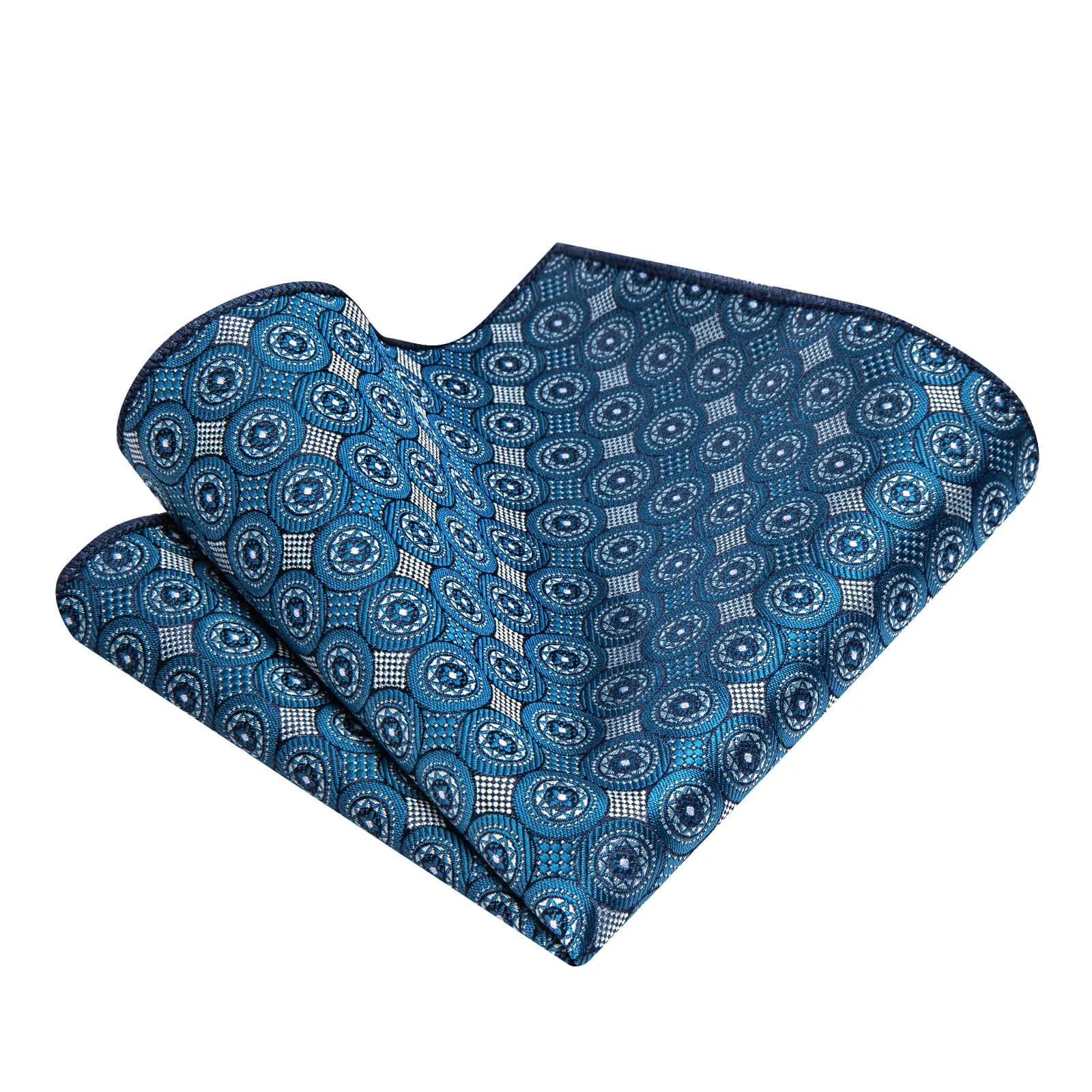 Ties2you Deep Cyan Tie Geometric Pattern Silk Mens Necktie Set Wedding sold by Ties2You product image thumbnail 2