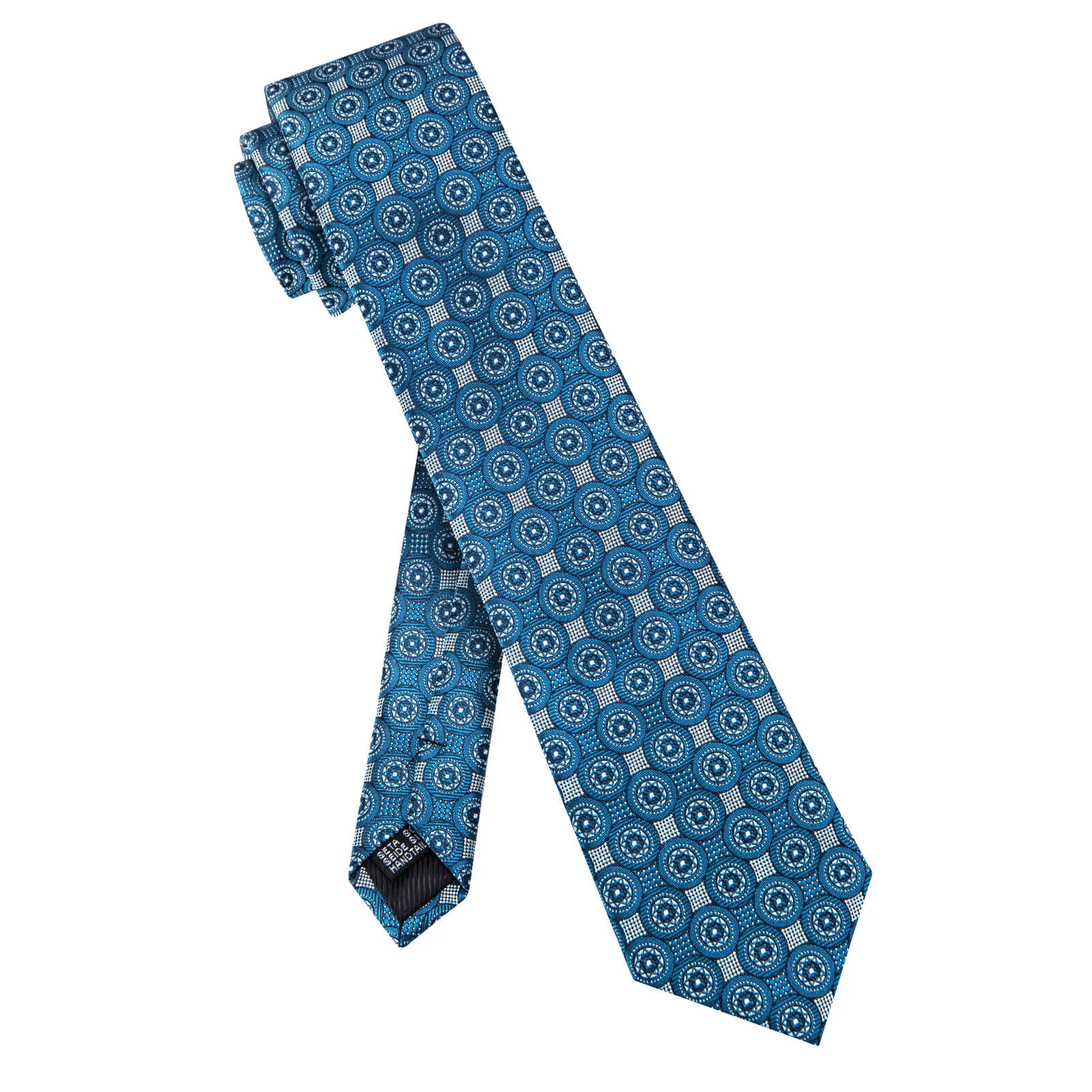 Ties2you Deep Cyan Tie Geometric Pattern Silk Mens Necktie Set Wedding sold by Ties2You product image thumbnail 4