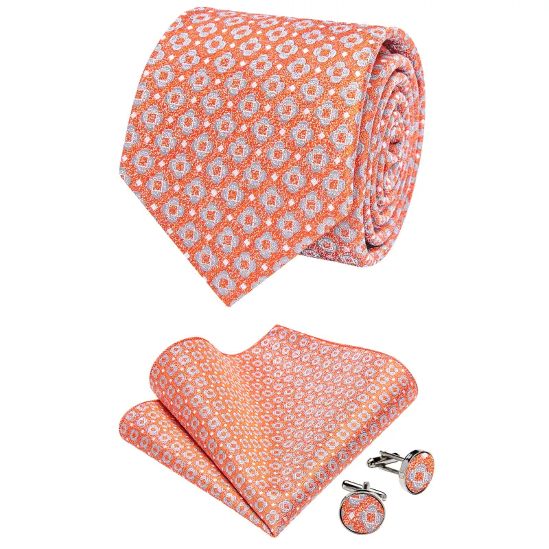 Ties2you Sky Blue Floral Necktie for Men Coral Casual Tie Handkercheif Cufflinks Set sold by Ties2You