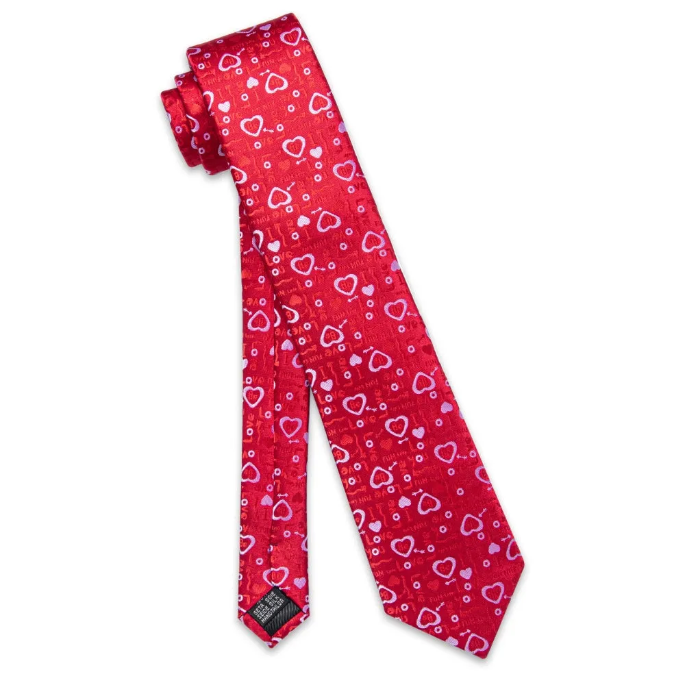 Ties2you Red Heart Tie Men's Romantic Love Necktie Hanky Cufflinks Set sold by Ties2You product image thumbnail 5