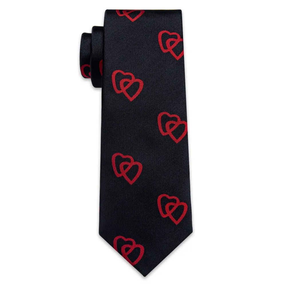 Ties2you Linked Hearts Tie Black Red Tie Hanky Cufflink Set sold by Ties2You product image thumbnail 5