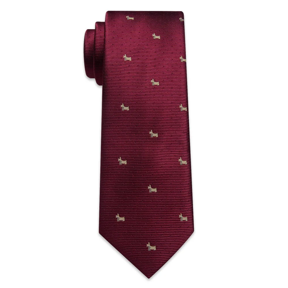 Ties2you Burgundy Necktie Brown Puppy Pattern Tie Hanky Cufflinks Set sold by Ties2You product image thumbnail 5