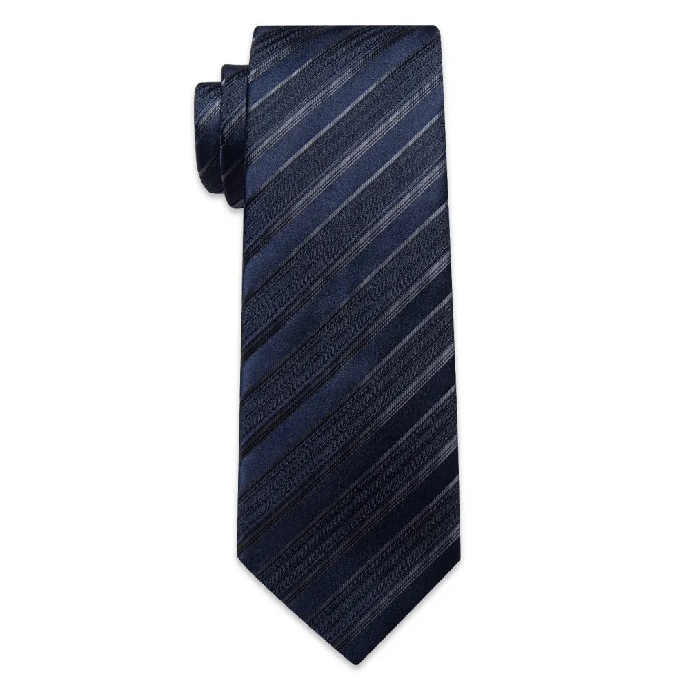 Ties2you Dark Blue Ties Black Stripes Necktie Hanky Cufflinks Set sold by Ties2You product image thumbnail 5