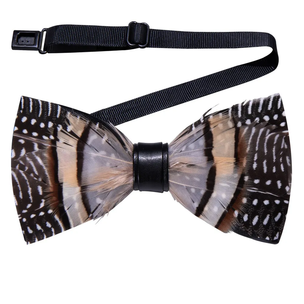 Ties2you Black Brown White Novelty Pattern Mens Pre-tied Bowtie Feather Bow Ties sold by Ties2You product image thumbnail 2