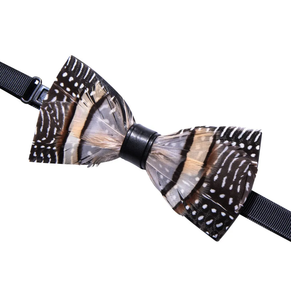 Ties2you Black Brown White Novelty Pattern Mens Pre-tied Bowtie Feather Bow Ties sold by Ties2You product image thumbnail 4
