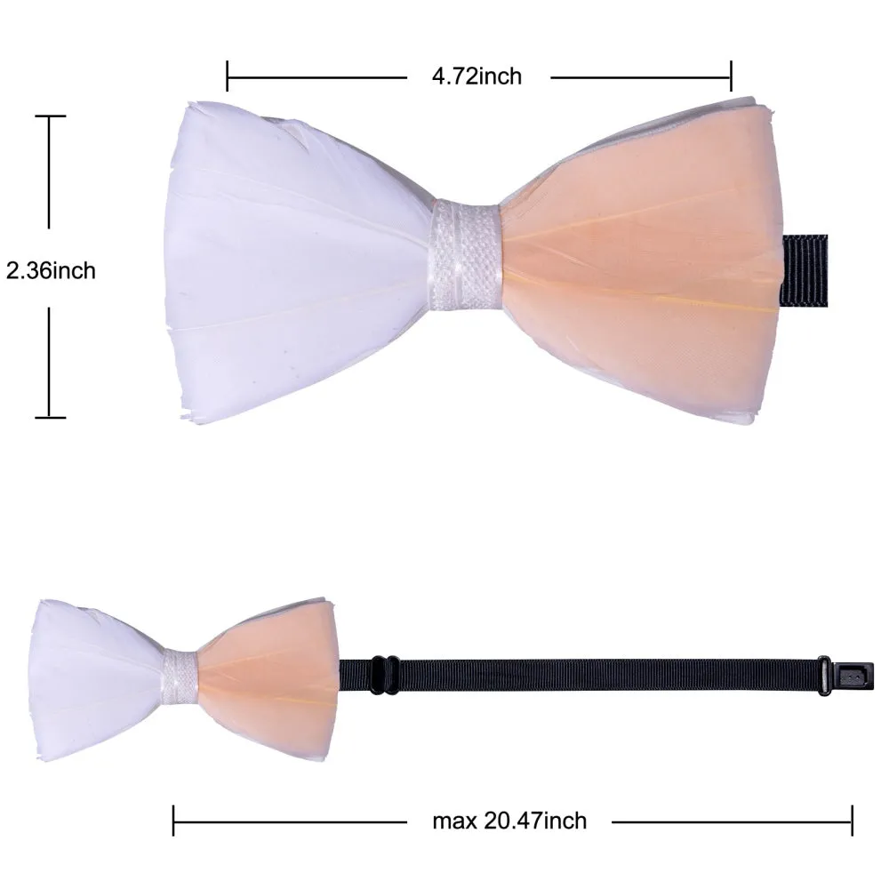 Ties2you White Pink Novelty Pattern Mens Pre-tied Bowtie Feather Bow Ties sold by Ties2You product image thumbnail 4