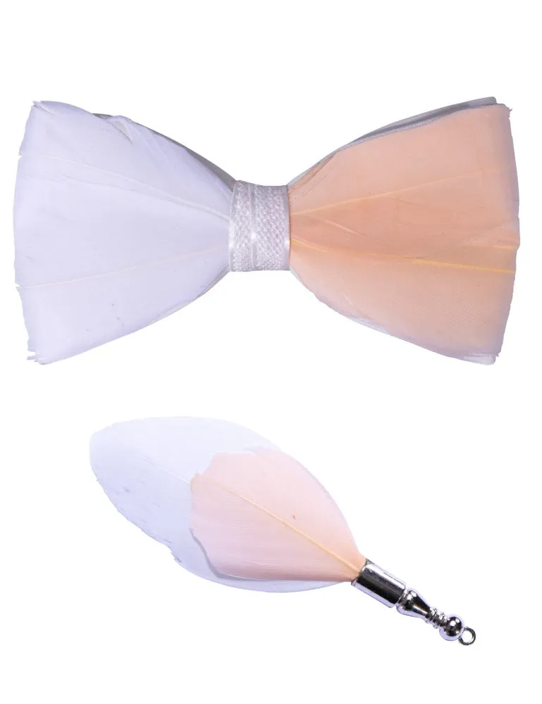 Ties2you White Pink Novelty Pattern Mens Pre-tied Bowtie Feather Bow Ties sold by Ties2You product image thumbnail 5