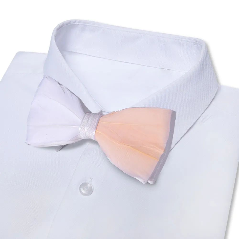 Ties2you White Pink Novelty Pattern Mens Pre-tied Bowtie Feather Bow Ties sold by Ties2You product image thumbnail 3