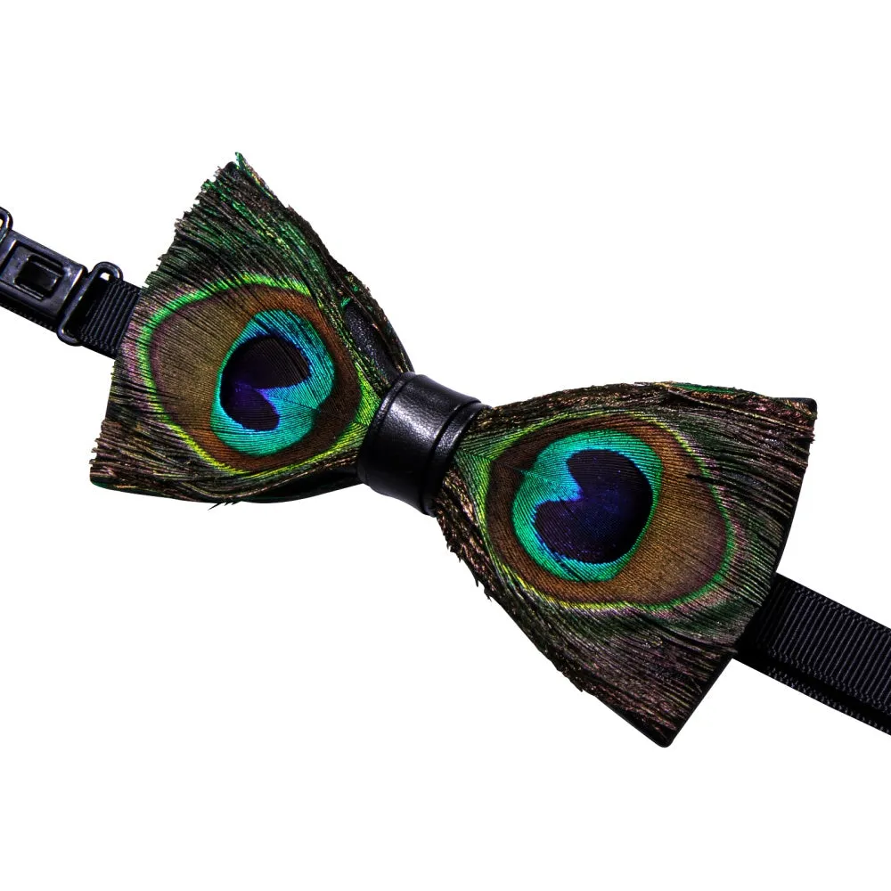 Ties2you Brown Green Novelty Pattern Mens Pre-tied Bowtie Feather Bow Ties sold by Ties2You product image thumbnail 4