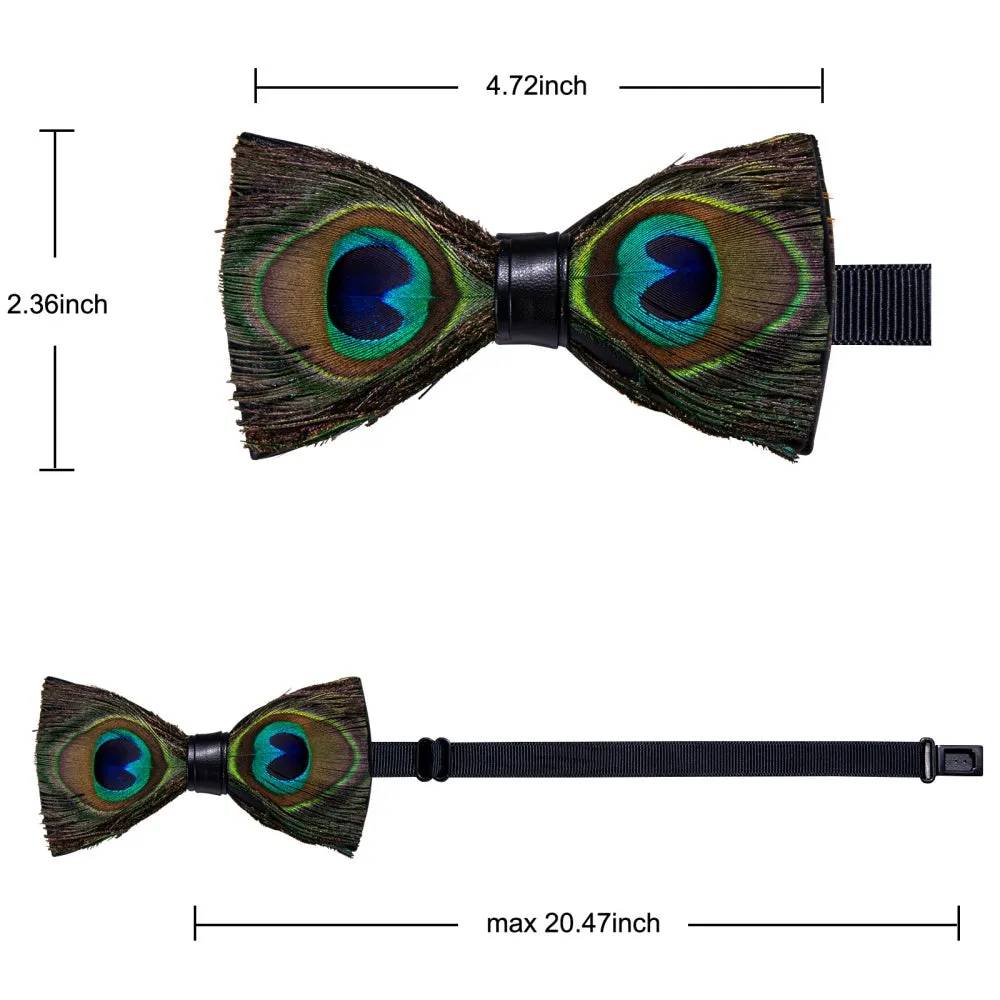 Ties2you Brown Green Novelty Pattern Mens Pre-tied Bowtie Feather Bow Ties sold by Ties2You product image thumbnail 5