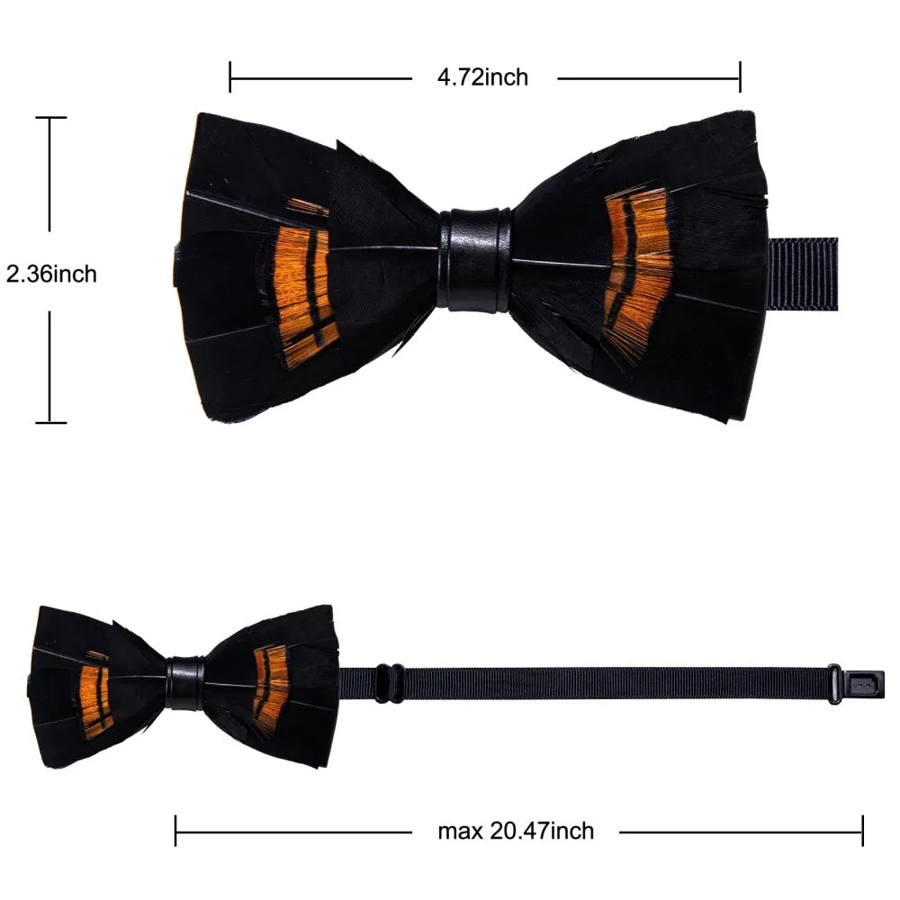 Ties2you Black Brown Novelty Pattern Mens Pre-tied Bowtie Feather Bow Ties sold by Ties2You product image thumbnail 4