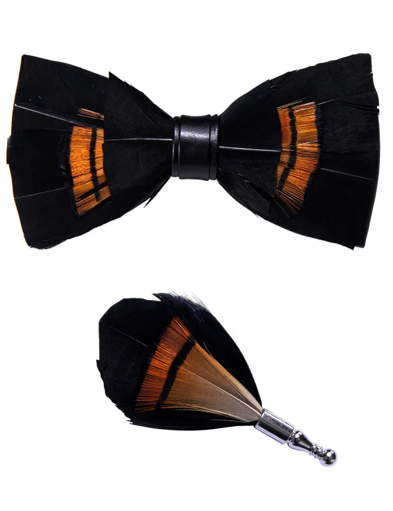 Ties2you Black Brown Novelty Pattern Mens Pre-tied Bowtie Feather Bow Ties sold by Ties2You product image thumbnail 5