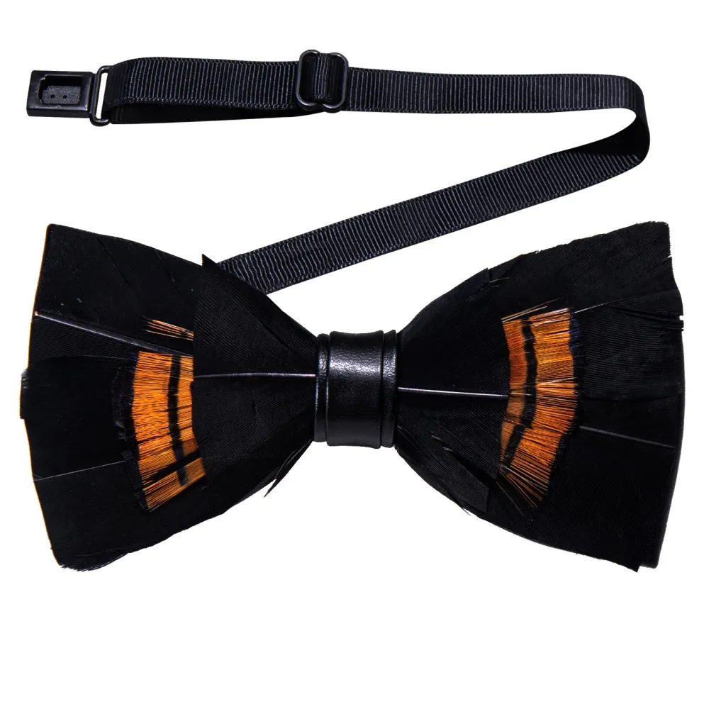 Ties2you Black Brown Novelty Pattern Mens Pre-tied Bowtie Feather Bow Ties sold by Ties2You product image thumbnail 2