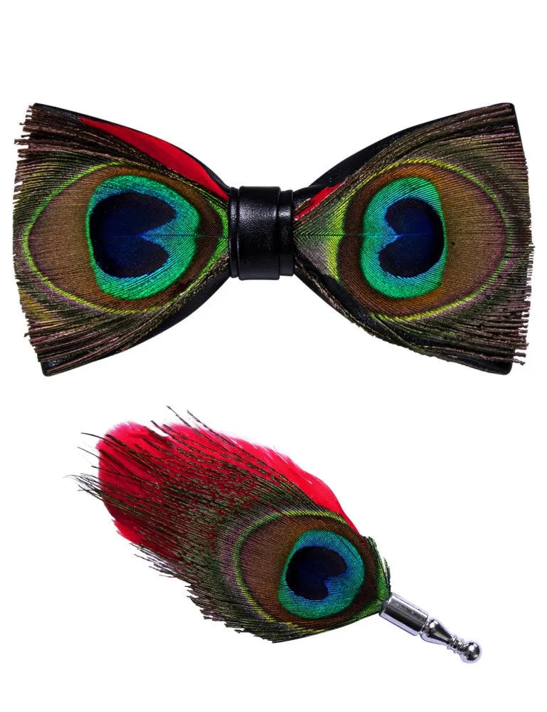 Ties2you Brown Blue Novelty Pattern Mens Pre-tied Bowtie Feather Bow Ties sold by Ties2You product image thumbnail 4