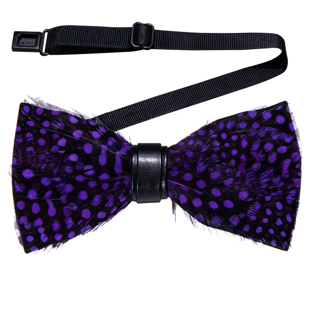 Ties2you Purple Black Novelty Mens Pre-tied Bowtie Feather Bow Tie sold by Ties2You product image thumbnail 2