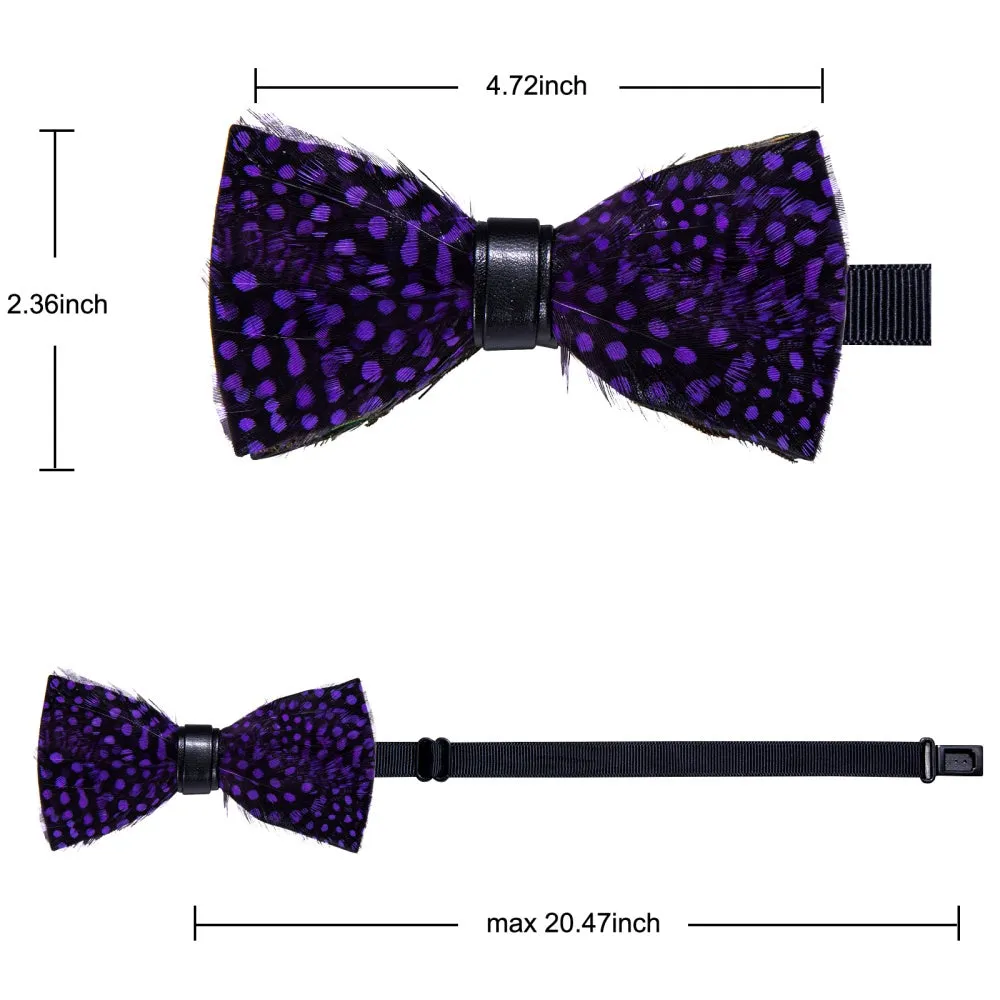Ties2you Purple Black Novelty Mens Pre-tied Bowtie Feather Bow Tie sold by Ties2You product image thumbnail 4