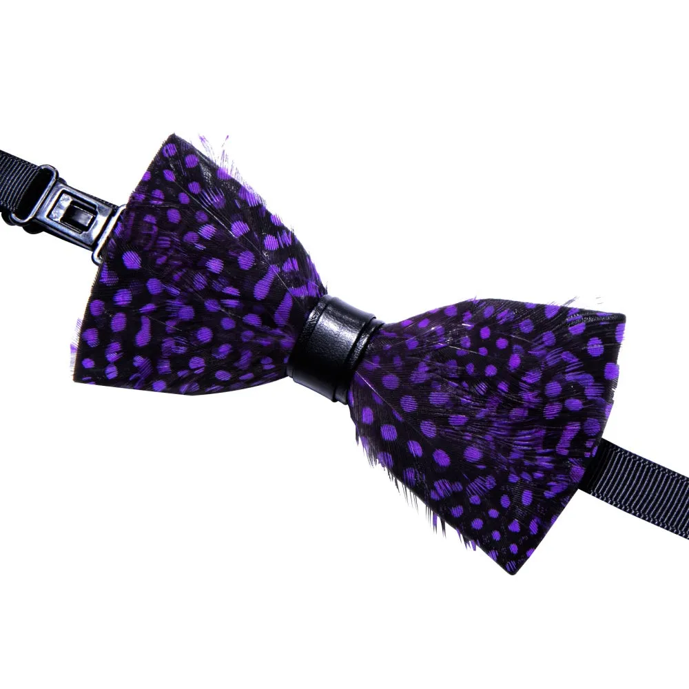 Ties2you Purple Black Novelty Mens Pre-tied Bowtie Feather Bow Tie sold by Ties2You product image thumbnail 5