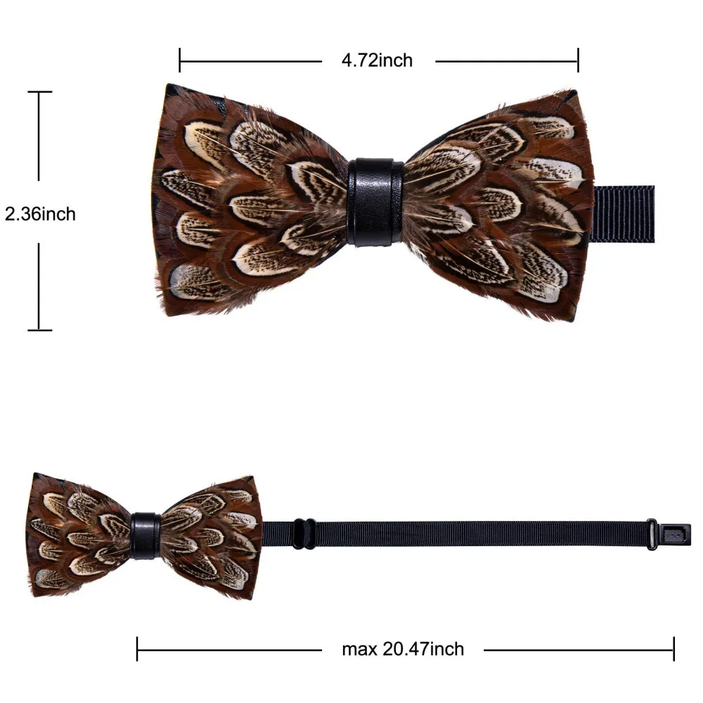 Ties2you Deep Brown Novelty Mens Pre-tied Bowtie Feather Bow Ties sold by Ties2You product image thumbnail 5