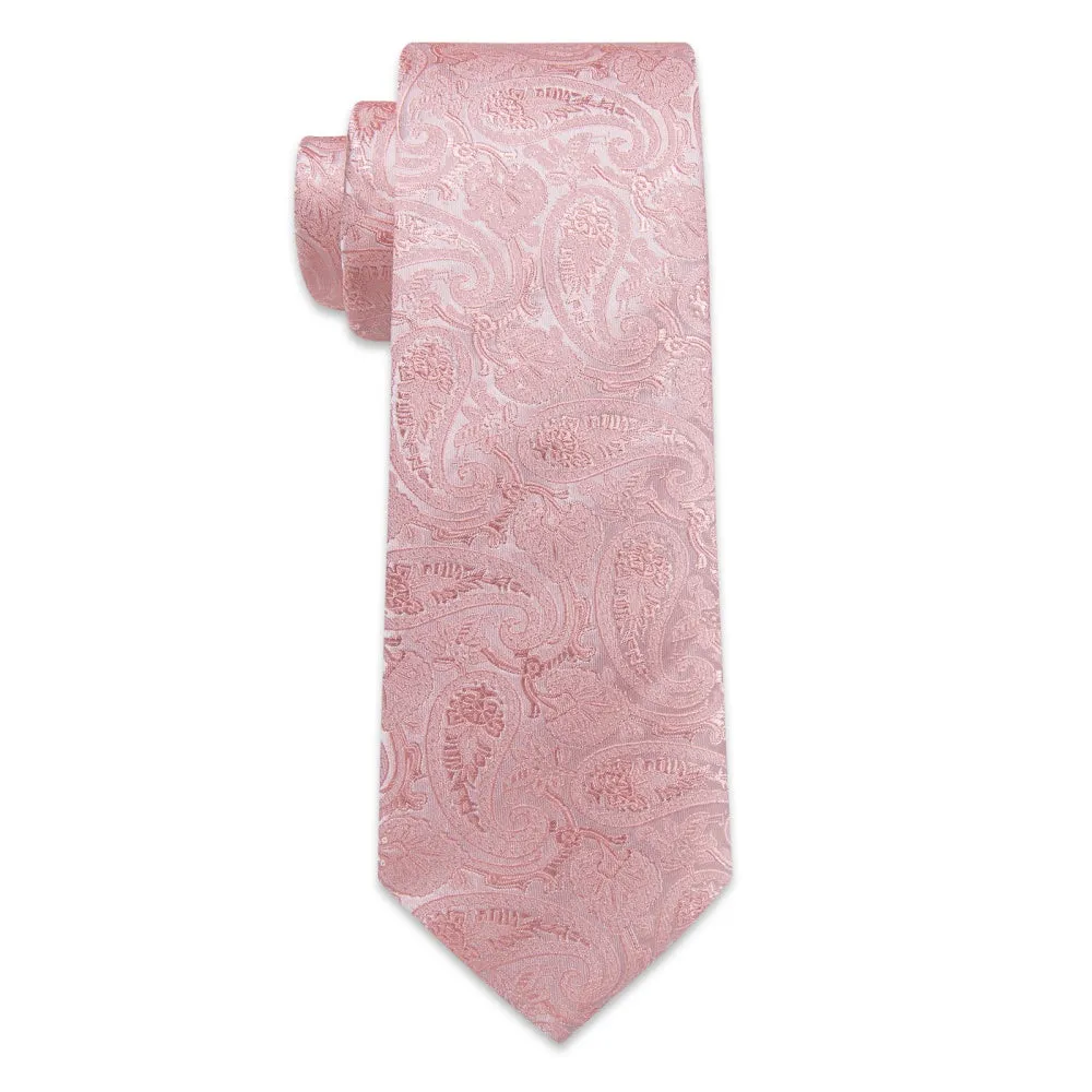 Ties2you Light Pink Tie Paisley Men Necktie Hanky Cufflinks Set sold by Ties2You product image thumbnail 5