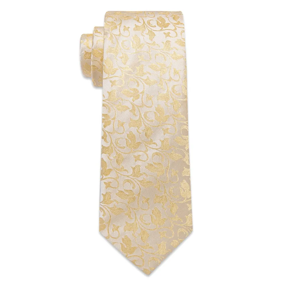 Ties2you Champagne Wedding Tie Floral Men Necktie Hanky Cufflinks Set sold by Ties2You product image thumbnail 5