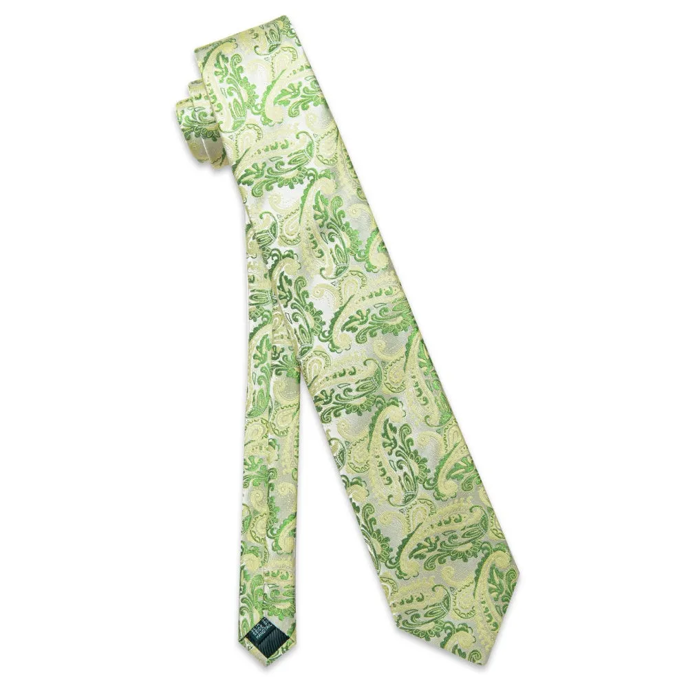 Ties2you Light Green Tie Floral Men Necktie Hanky Cufflinks Set sold by Ties2You product image thumbnail 5