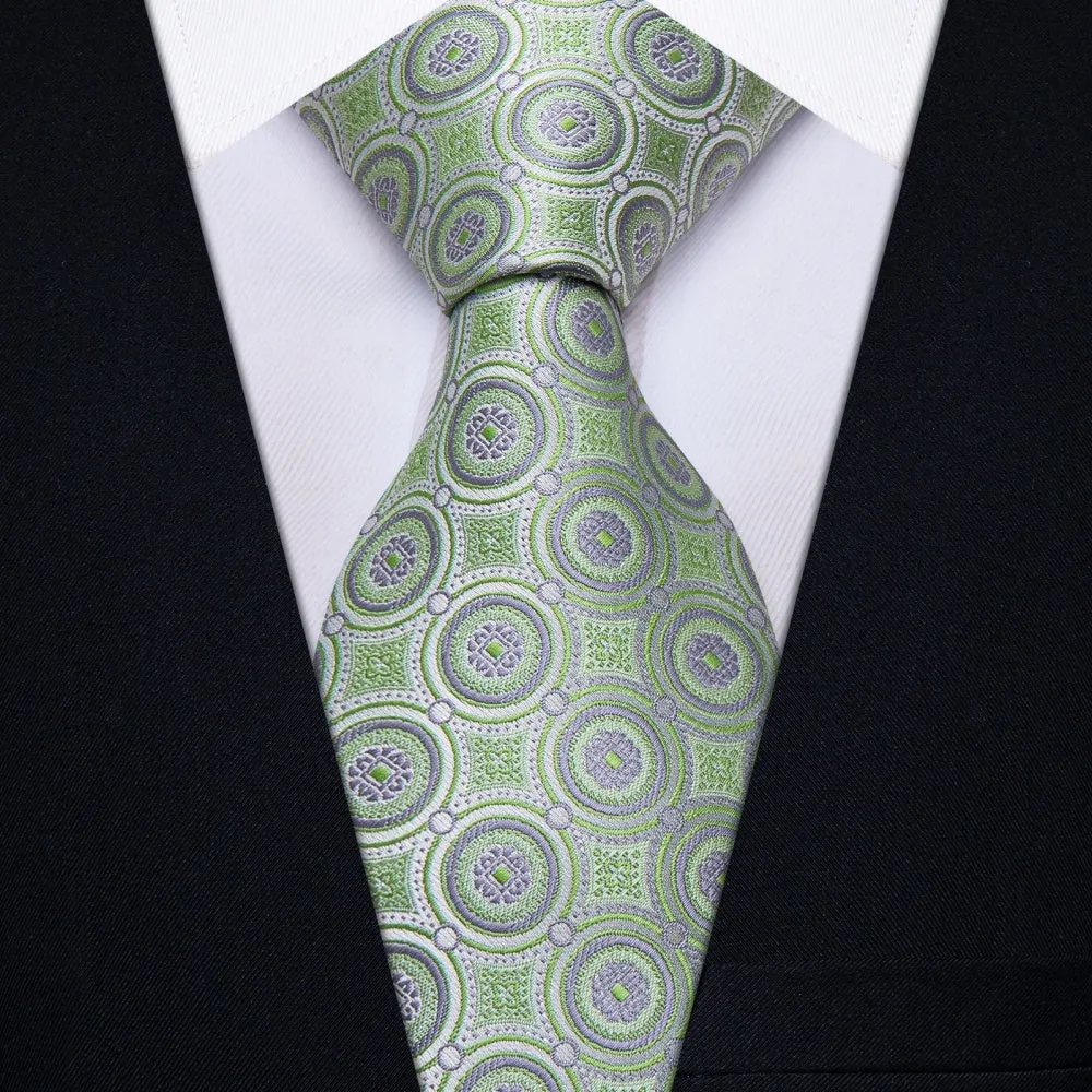Ties2you Mint Green Novelty Geometry Pattern Silk Men's Necktie Set sold by Ties2You