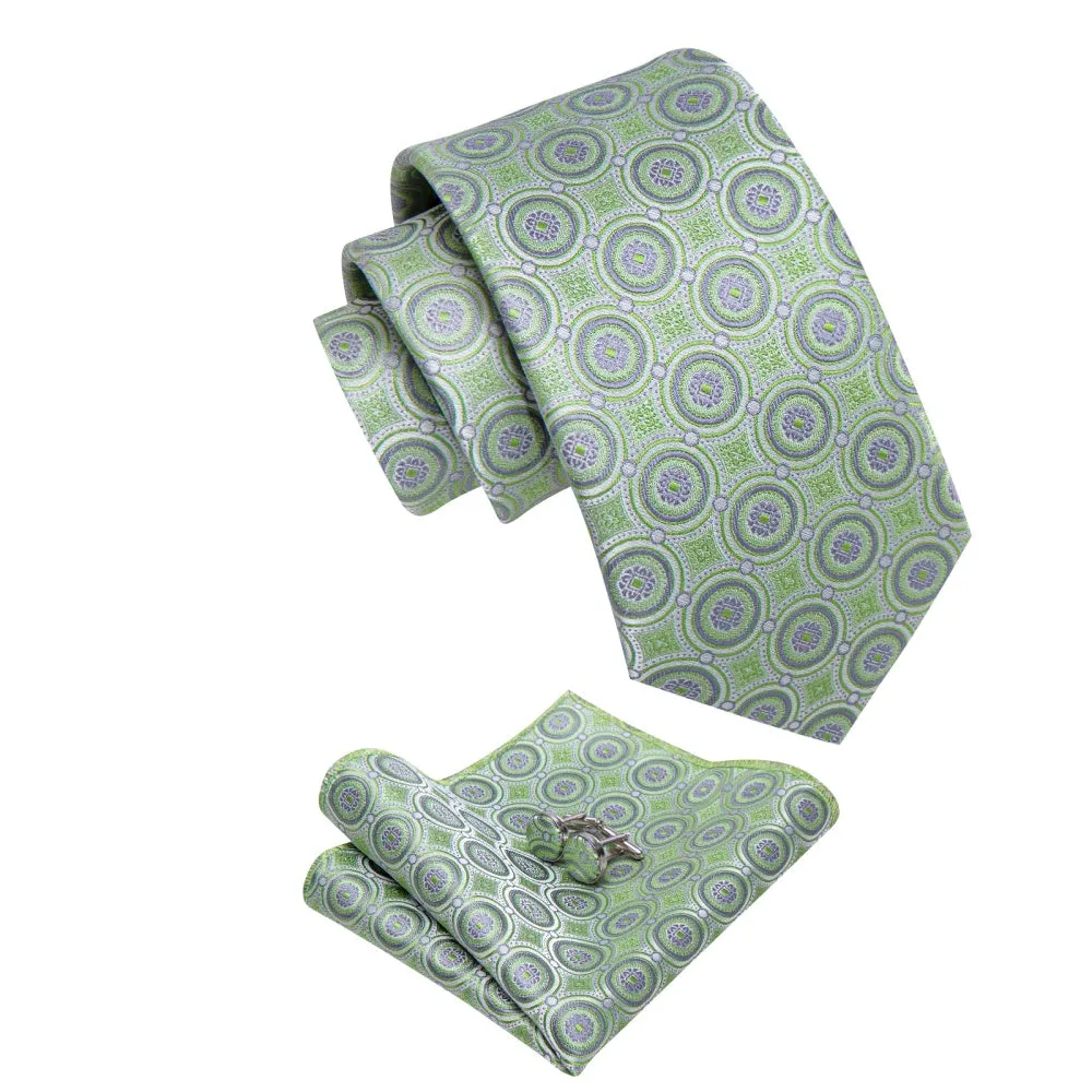 Ties2you Mint Green Novelty Geometry Pattern Silk Men's Necktie Set sold by Ties2You product image thumbnail 4
