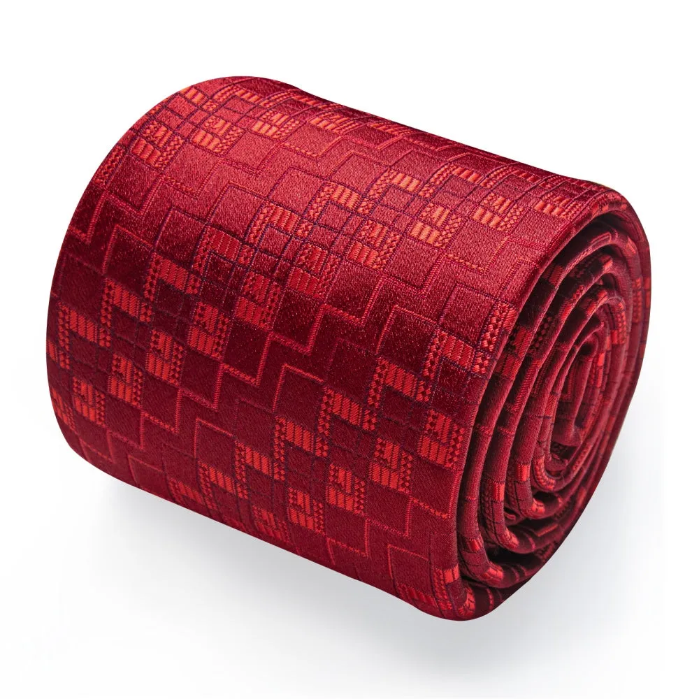 Ties2you Vivid Burgundy Tie Geometric Men Necktie Hanky Cufflinks Set sold by Ties2You product image thumbnail 3