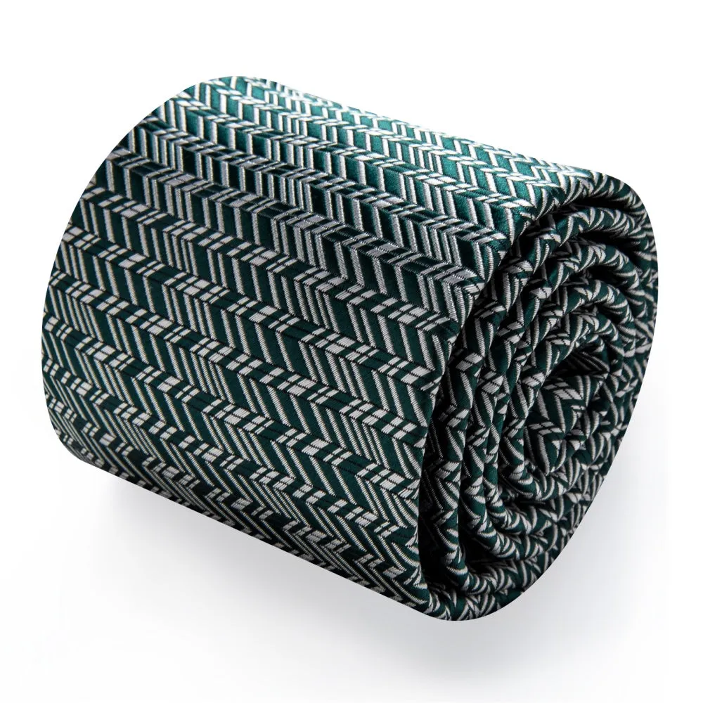 Ties2you Dark Green Tie Grey Geometric Tie Handkerchief Cufflinks Set sold by Ties2You product image thumbnail 3