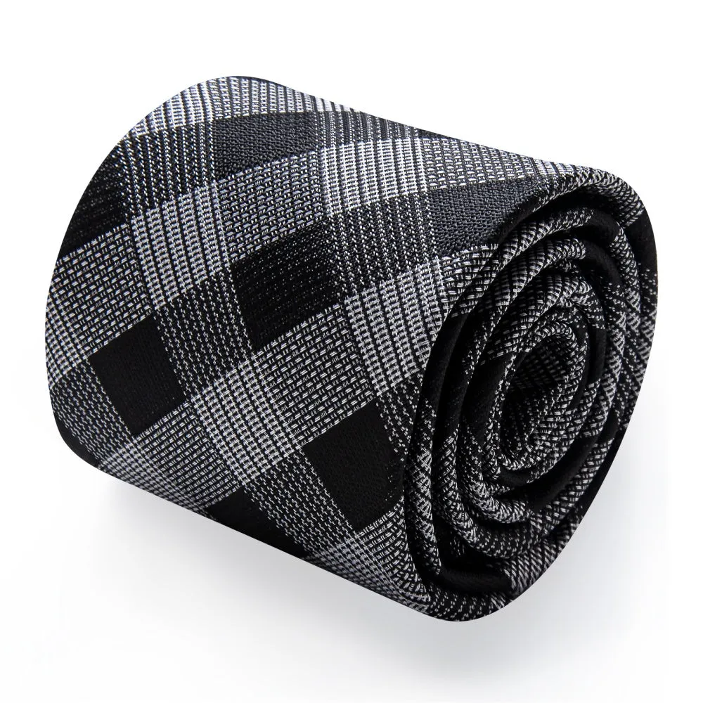 Ties2you Checkered Necktie Black Gray Plaid Tie Hanky Cufflinks Set sold by Ties2You product image thumbnail 3