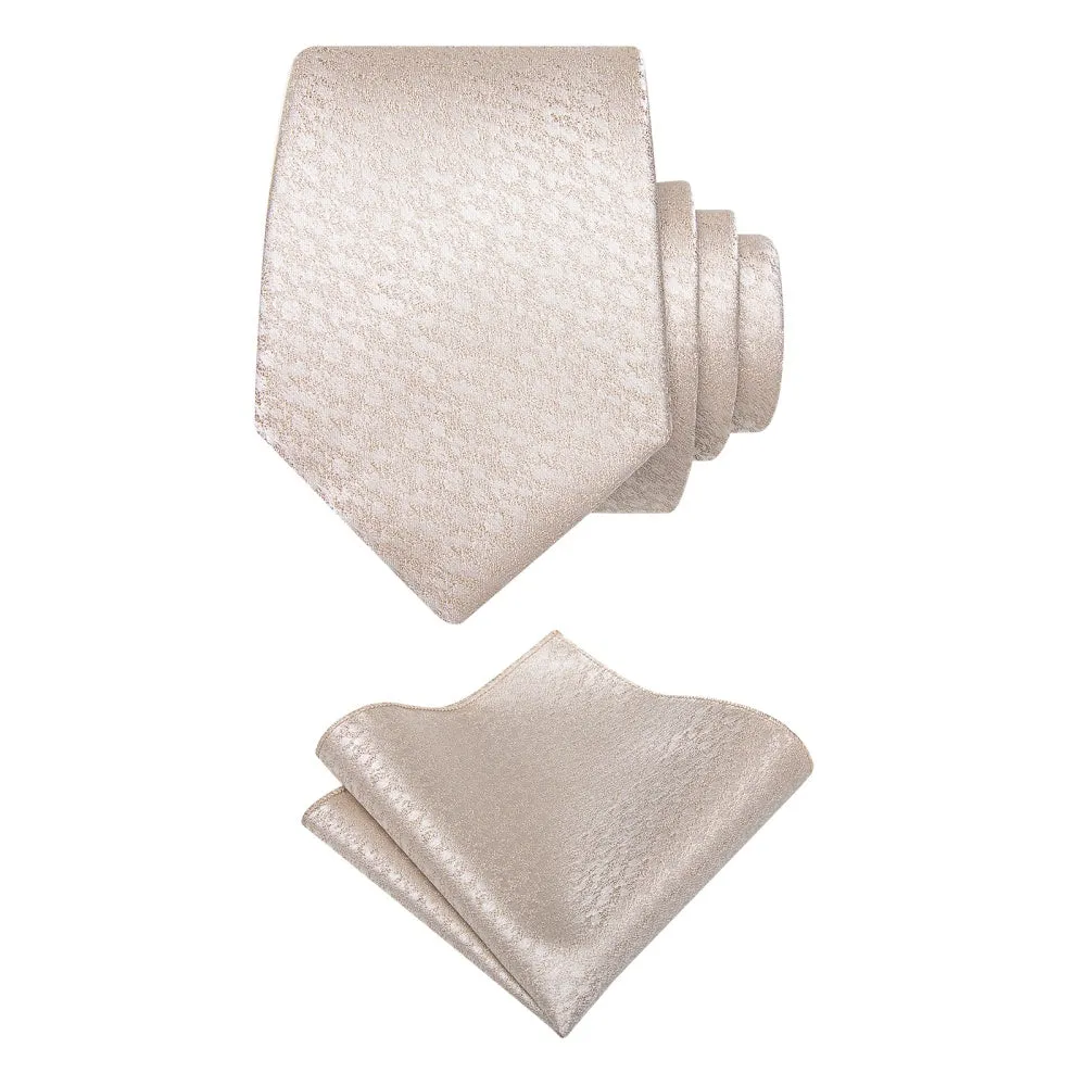 Ties2you Bisque White Color Tie Novelty Jacquard Mens Wedding Tie Set sold by Ties2You product image thumbnail 5