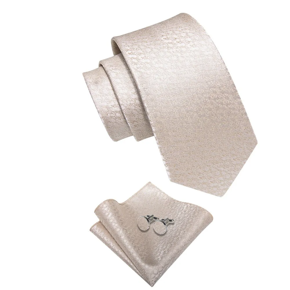 Ties2you Bisque White Color Tie Novelty Jacquard Mens Wedding Tie Set sold by Ties2You product image thumbnail 4