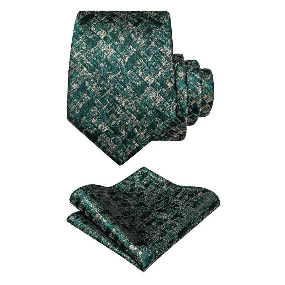 Ties2you Necktie Teal Green Beige Novelty Mens Tie Hanky Cufflinks Set sold by Ties2You product image thumbnail 4