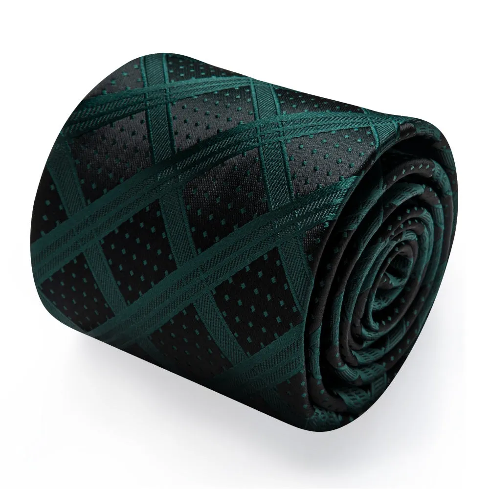 Ties2you Necktie Black Dark Green Checkered Tie Hanky Cufflinks Set sold by Ties2You product image thumbnail 3