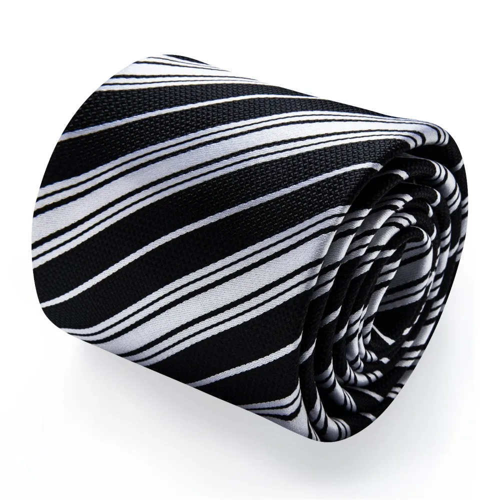 Ties2you Black Necktie Silver Grey Stripes Men's Tie Pocket Square Set sold by Ties2You product image thumbnail 3
