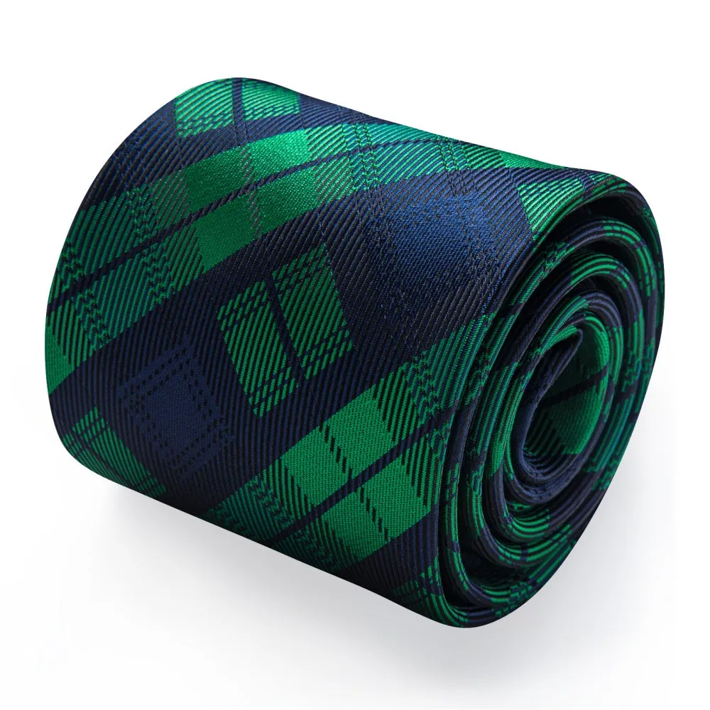Ties2you Dark Green Neck Tie Blue Checkered Tie Hanky Cufflinks Set sold by Ties2You product image thumbnail 3