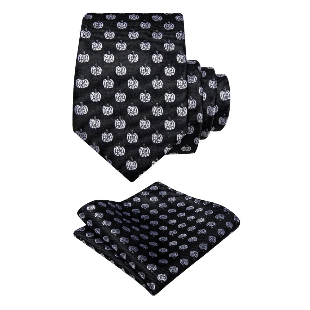 Ties2you Black Ties Silver Grey Jacquard Pattern Men's Necktie Set sold by Ties2You product image thumbnail 4