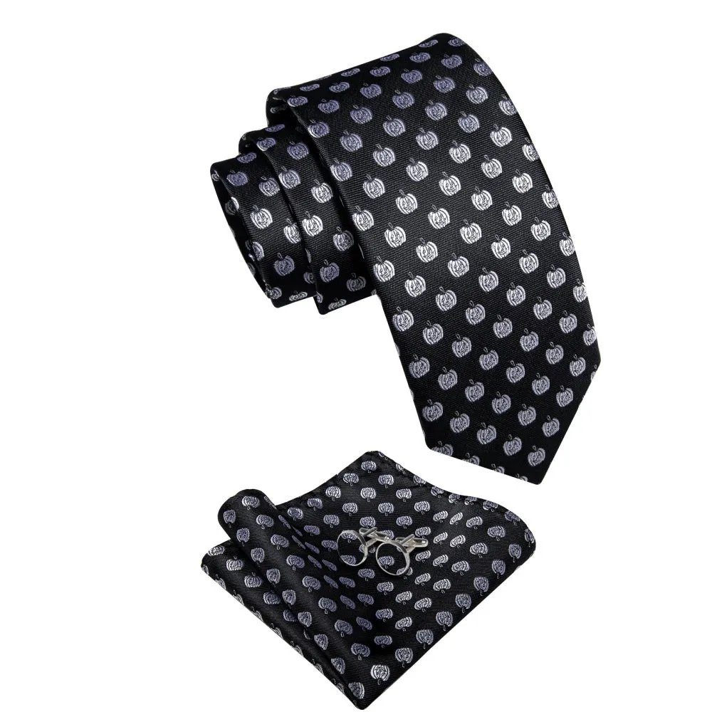 Ties2you Black Ties Silver Grey Jacquard Pattern Men's Necktie Set sold by Ties2You product image thumbnail 2
