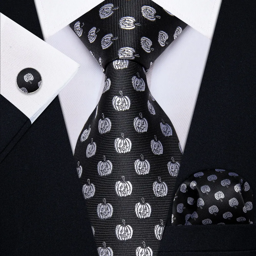 Ties2you Black Ties Silver Grey Jacquard Pattern Men's Necktie Set sold by Ties2You product image thumbnail 5