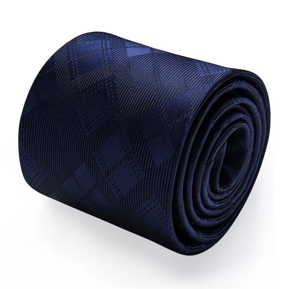 Ties2you Black Necktie Deep Blue Plaid Men's Tie Hanky Cufflinks Set sold by Ties2You product image thumbnail 3