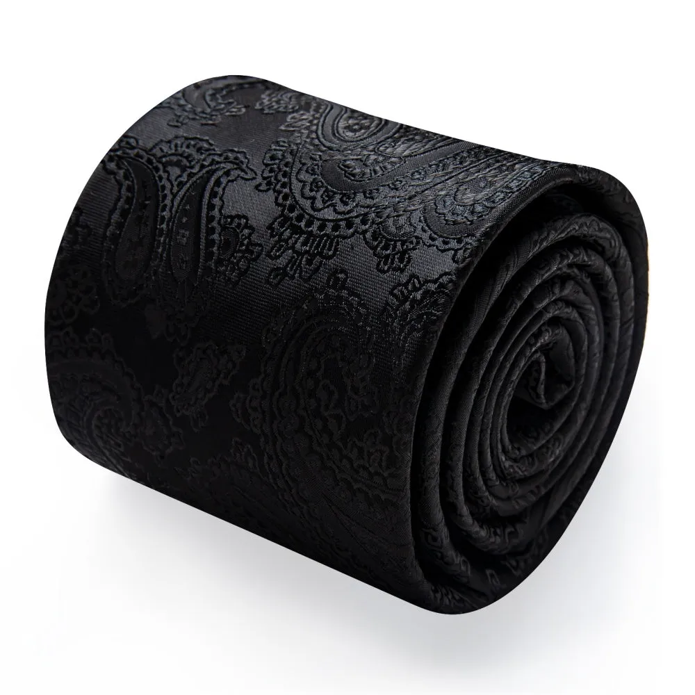 Ties2you Black Ties Paisley Jacquard Wedding Tie Hanky Cufflinks Set sold by Ties2You product image thumbnail 3