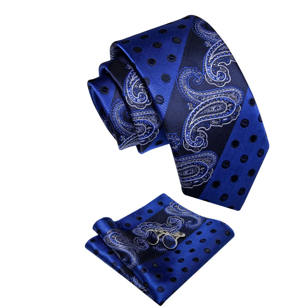 Ties2you Dark Navy Blue Wedding TIe Polka Dot Tie Hanky Cufflinks Set sold by Ties2You product image thumbnail 3