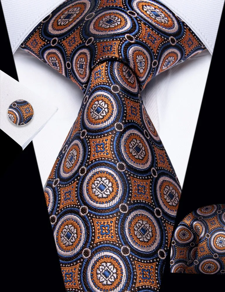 Ties2you Orange Tie Novelty Necktie Pocket Square Cufflink Set for Men sold by Ties2You product image thumbnail 3